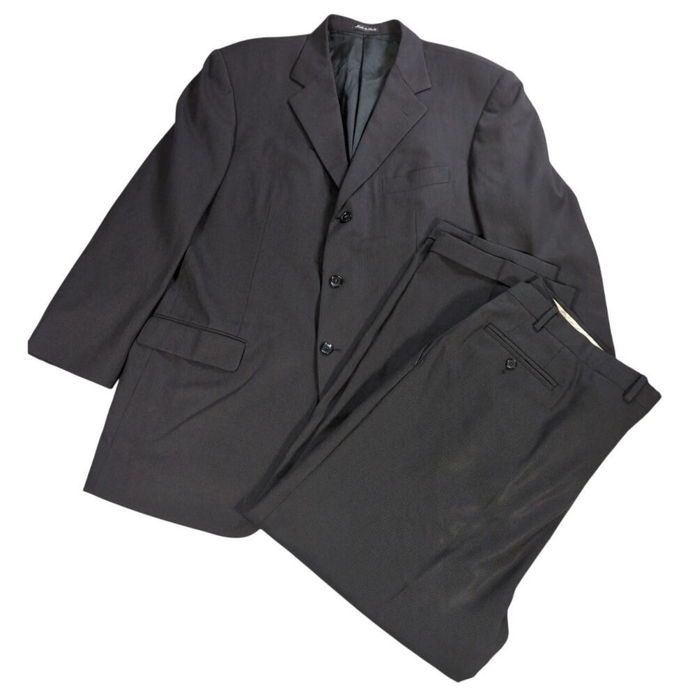 Pal Zileri Italy Wool Suit 2 Button Blazer Pants Set Gray 58L Made In Italy